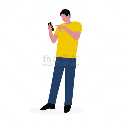矢量,绘画插图,卡通,男人,手机,扁平化设计,电子邮件,休闲游戏,技术