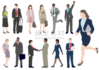商务人士,动作,商务,专业人员,经理,多样,女人,布置,剪影
