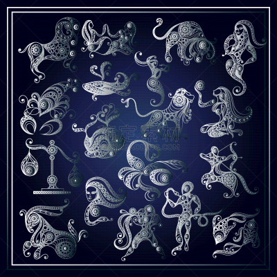 标志,数字2,高雅,花纹,天秤座,双子座,请柬,贺卡,水瓶座,传单