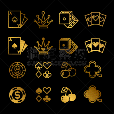赌场,成一排,扑克,黄金,闪亮的,热,剪影,发光
