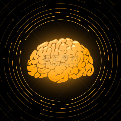 智慧,黄金,脑部,突触,创造力,生物学,人,闪亮的,思考