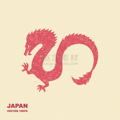 标志,龙,平坦的,传统,动物,剪贴画,日本,剪影