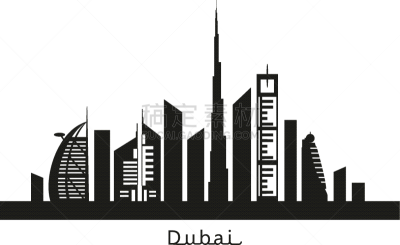 dubai cityscape black silhouette