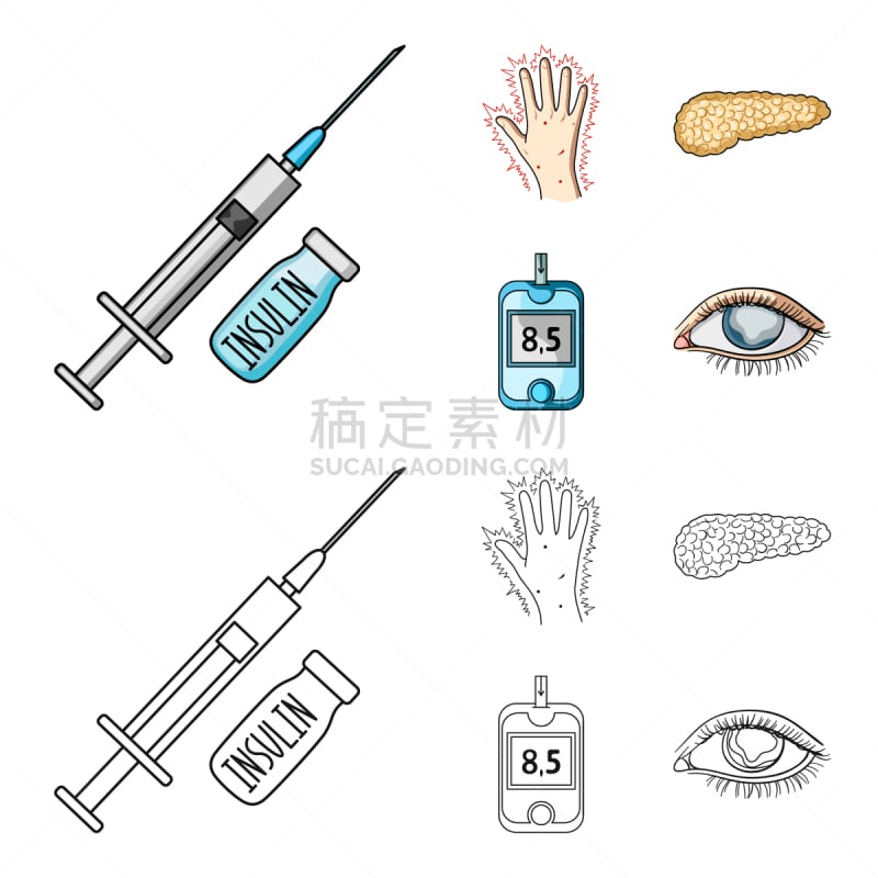 注射器,胰岛素,动物胰腺,分离着色,轮廓,糖尿病,葡萄糖,生病,收集,瘦身