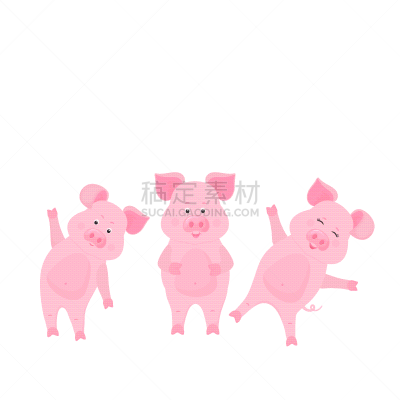 可爱的,猪,动物,幽默,卡通,农业,传统,春节,坐,站