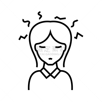 头痛,绘画插图,轮廓,符号,矢量,标志,概念,直的,线图标,寒冷