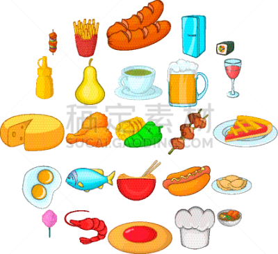 饮食,多样,国际著名景点,动画片,食品,夏天,热,清新,维生素,布置