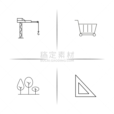 直的,建筑业,建筑体,图标,矢量,手摇车,三角板,图像,标志,树