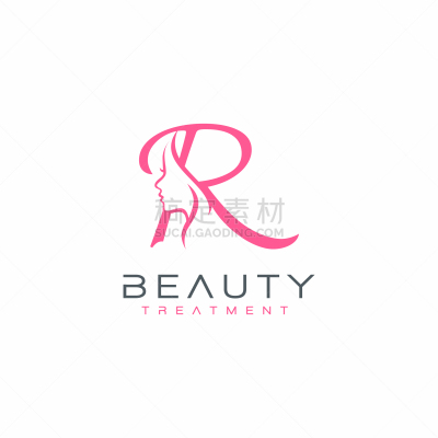 letter r beauty face logo design icon