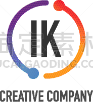 initial letter ik creative circle logo design
