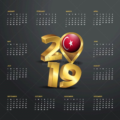 字体,2019,模板,日历,金色,国内著名景点,白昼,十月,设计