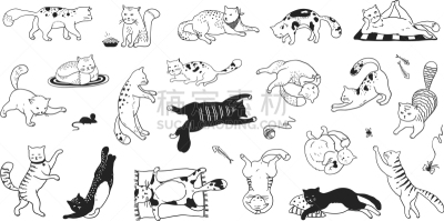 可爱的,乱画,宠物,黑色,举起手,野生猫科动物,幽默,漫画书,绘制,坐