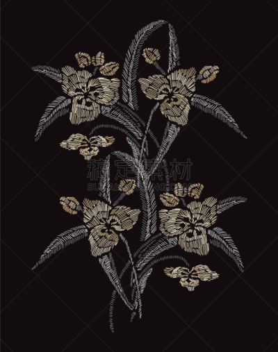 刺绣,纺织品,马蹄莲,春天,装饰物,剪贴画,插花,排列,复古,花