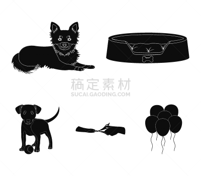 兽医,宠物,爪,黑色,垃圾,图像,矢量,分离着色,收集,教育