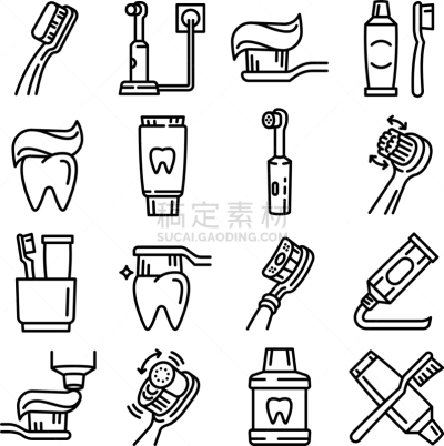 轮廓,牙刷,图标集,时尚,牙医,人,男人,黑色,卫生