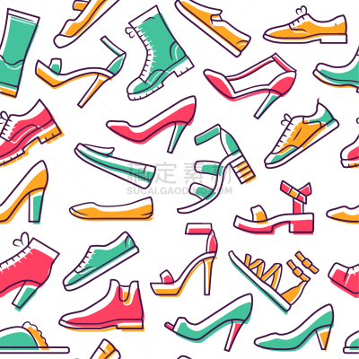 footwear seamless pattern shoes background white