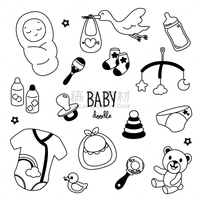 婴儿,新生儿,绘画插图,乱画,举起手,风格,儿童,幼儿,男孩,女孩