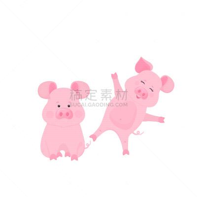 可爱的,猪,动物,卡通,幽默,农业,传统,春节,坐,站