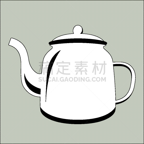 茶壶,白色,瓷器,热,传统,艺术,图像,矢量,分离着色,设计