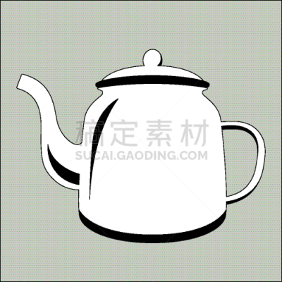 茶壶,白色,瓷器,热,传统,艺术,图像,矢量,分离着色,设计