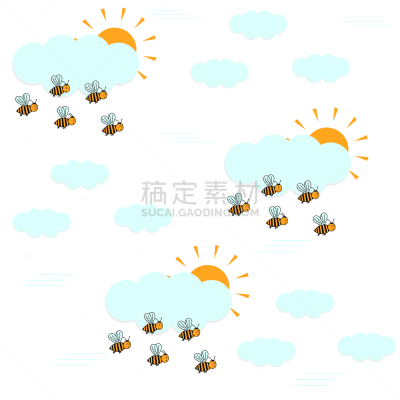 云,蜜蜂,天空,自然,矢量,式样,白色背景,化妆舞会服,纹理,可爱的