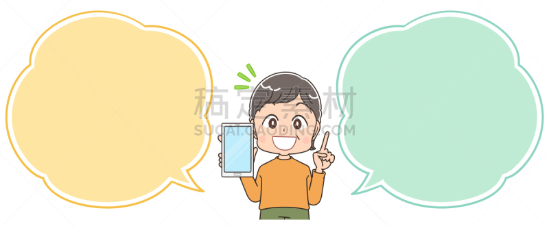 老年女人,留白,橙色,服装店,衣服,短发,对话气泡框,社会化网络,思想气泡框,网