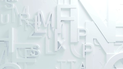美丽的白色字母表面移动无缝三维动画。抽象运动设计背景。计算机生成的过程。  U  3840x2160。