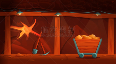 矢量,绘画插图,卡通,采矿业,过时的,工具,黄金,矿,远古的,金属
