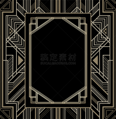 黄金,几何形状,art deco风格,黑色,华丽的,建筑结构,长方形,垂直画幅,边框,图像