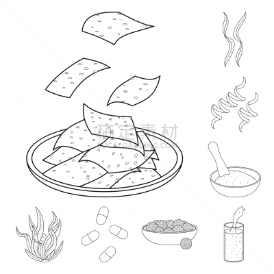 素食,食品,符号,蔬菜,健康保健,螺线,清新,营养品,收集,设计