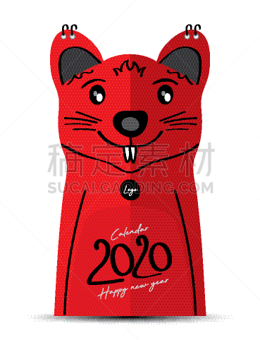 2020,边框,模板,红色,文字,老鼠,日历,台历,覆盖