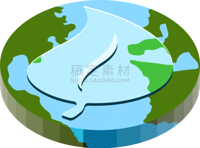 形状,三维图形,叶子,地球形,平坦的,计算机图标,球体,白色,绿色,蓝色