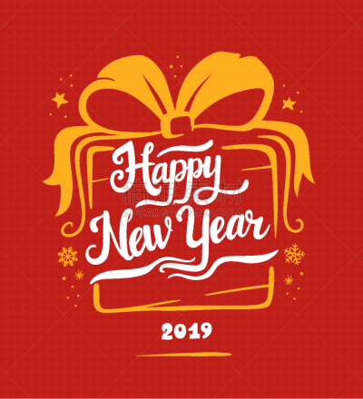 2019,新年前夕,贺卡,可爱的,华丽的,传统,单词,卷着的,信函,问候