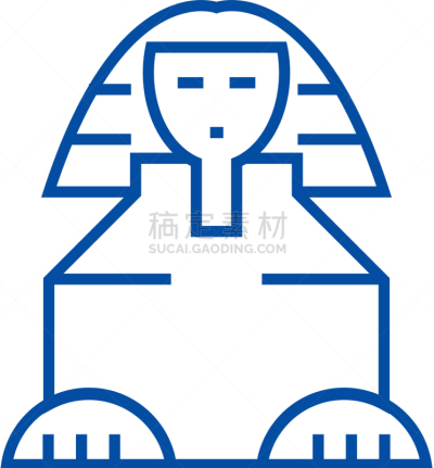 概念,线图标,狮身人面像,平坦的,旅途,名声,木乃伊化的,法老,开罗,格利特金字塔