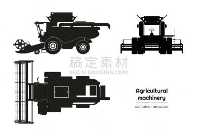 black silhouette combine harvester