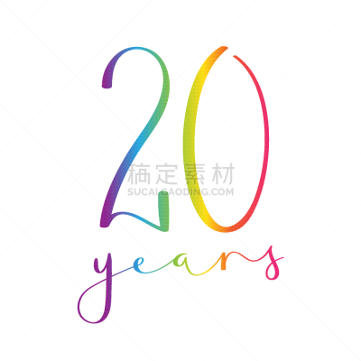 书法,计算机图标,数字20,彩虹,山,第二十岁生日,周年纪念,周年纪念卡,法国,字体排印