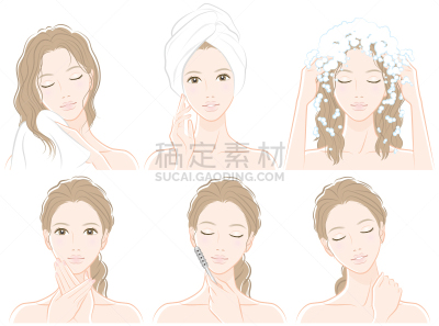 女人,绘画插图,美发用品,可爱的,头发,人的脸部,半身像,日本,抗衰老