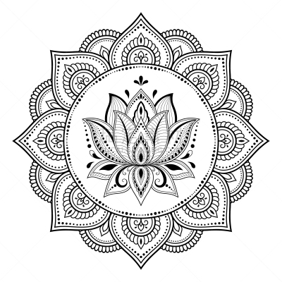 华丽的,荷花,绘画插图,乱画,轮廓,高雅,手,式样,曼荼罗