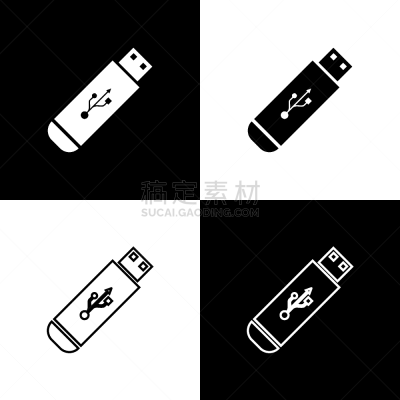 分离着色,USB线,闪光灯照明,符号,黑色背景,白色,轮廓,数据,计算机,布置