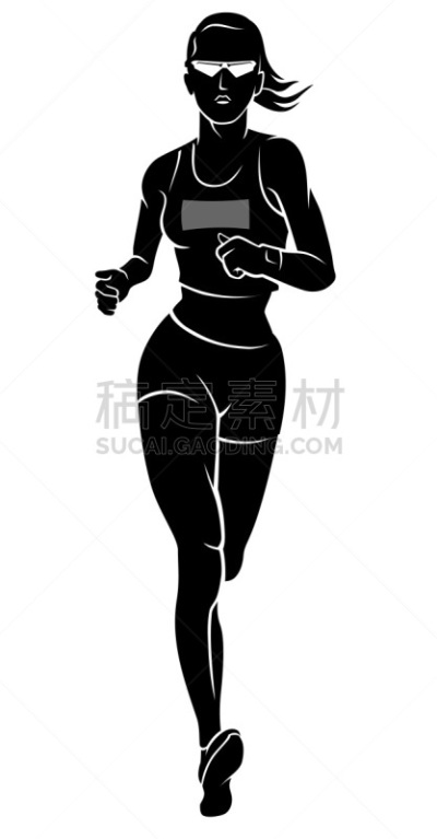 慢跑,正面视角,女性,运动,背景分离,迅速,女人,菲律宾,剪贴画,全身像