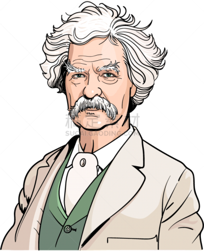 Mark Twain,名声,世纪,传记,肖像,数码图形,面部表情,疤,讲师,线条画