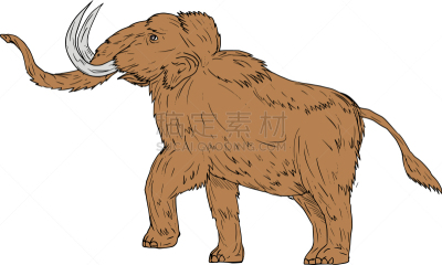 真猛玛象,舞蹈,绘画插图,分离着色,时间,白色背景,野生动物,图像,史前时代,象