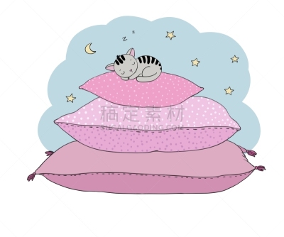 可爱的,猫,枕头,自然美,分离着色,华丽的,房屋,纺织品,软垫,午睡