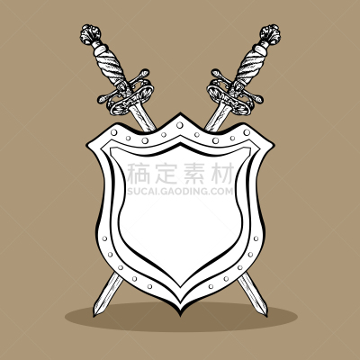 中世纪时代,华丽的,体育团队,亚瑟王神剑,剑,马刀,复古风格,模板,古董