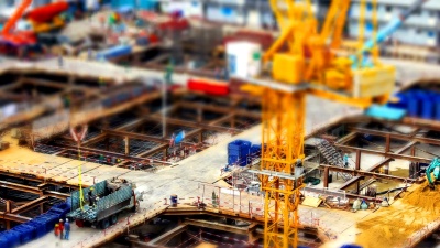 微型建筑工地，倾斜移位效果