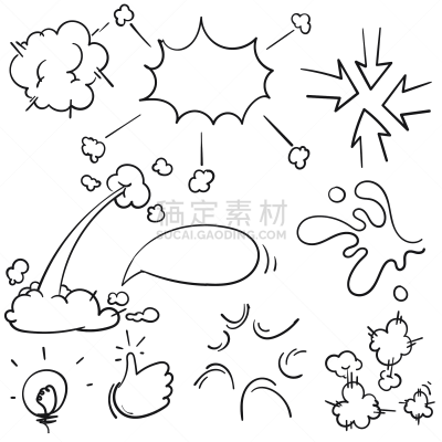 乱画,矢量,手,漫画书,天气,细的,白色,线条,高雅,分离着色