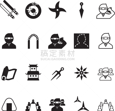 忍者,符号,分离着色,男孩,白色,剑,图像,棍,布置
