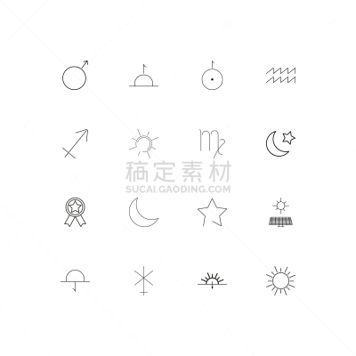 轮廓,直的,星座,计算机图标,水瓶座,矢量,天王星,太阳能电池板,标志,日落
