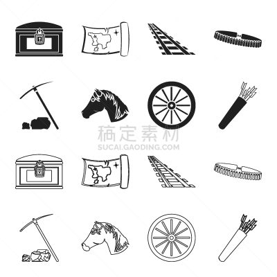 马,车轮,动物头,分离着色,轮廓,德克萨斯,品牌名称,牛仔,百宝箱,收集