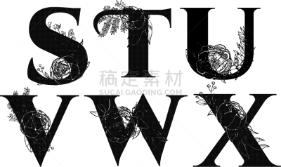 字母,华丽的,字母表次序,信函,婚礼,英格兰,复古,花,绘制,着色